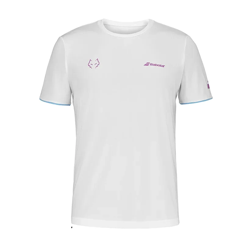 Tee-shirt Babolat Crew Neck Tee Lebrón Homme Blanc, Bleu, Rose foncé