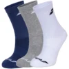 Chaussettes longues Babolat Pack Junior, lot de 3 paires – Blanc / Bleu foncé / Gris