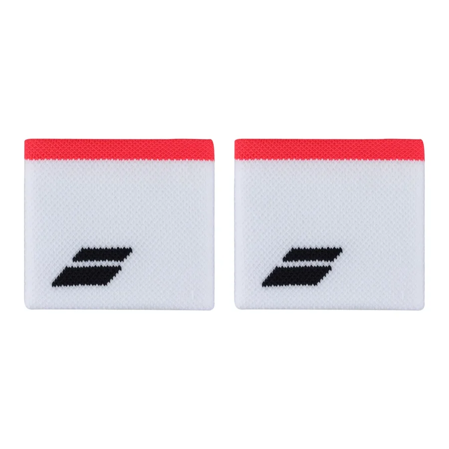 Poignet éponge Babolat Logo Wristband – Blanc / Rouge rose