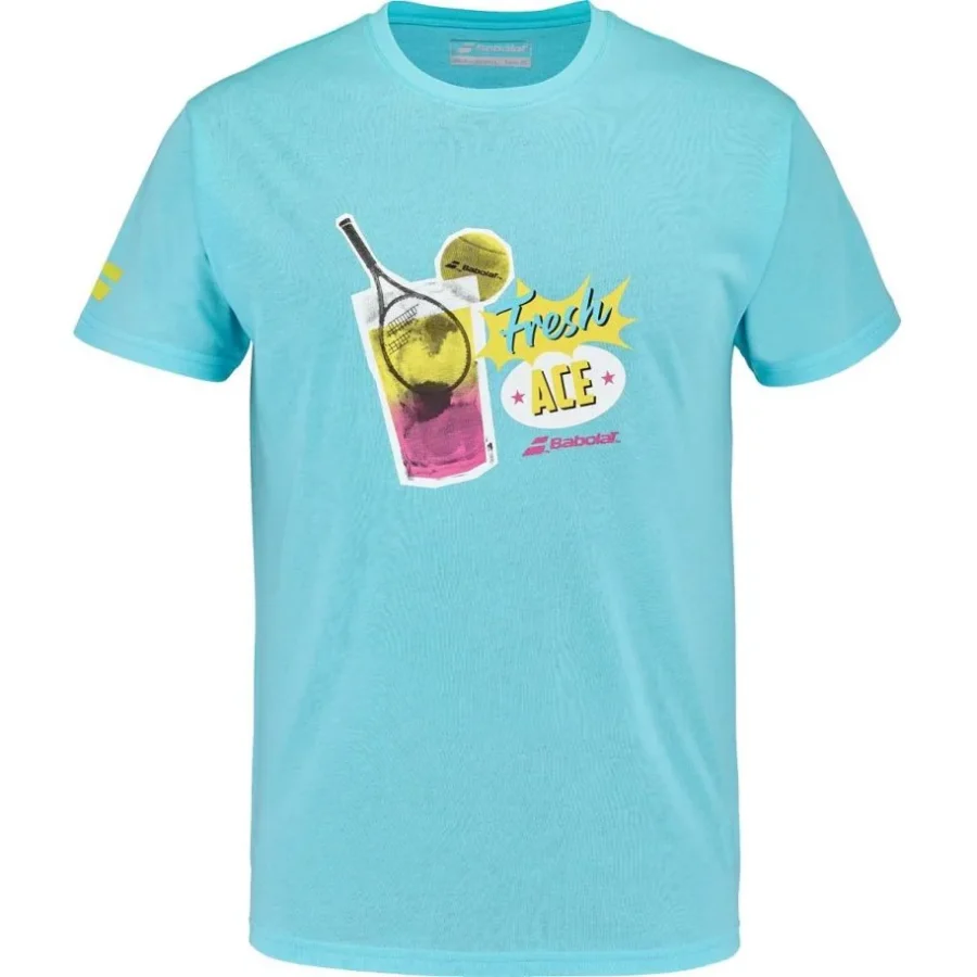 Tee-shirt Babolat Exercise Message Tee Homme Turquoise