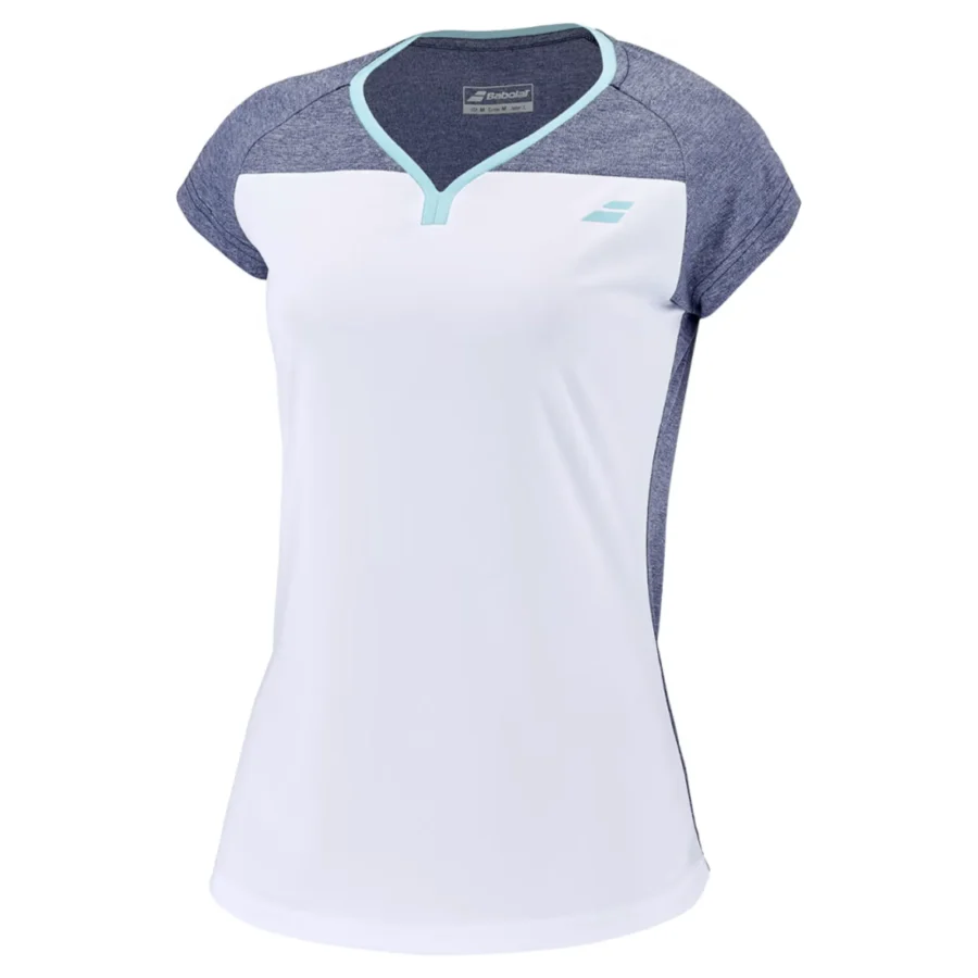 Tee-shirt Babolat Play Cap Sleeve Top Fille Blanc Gris