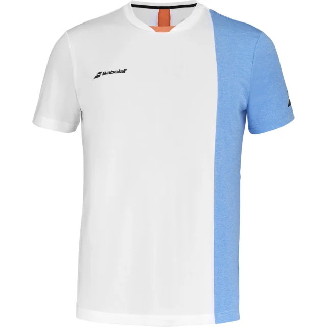 Tee-shirt Babolat Play Crew Neck Tee Garçon Blanc / Bleu