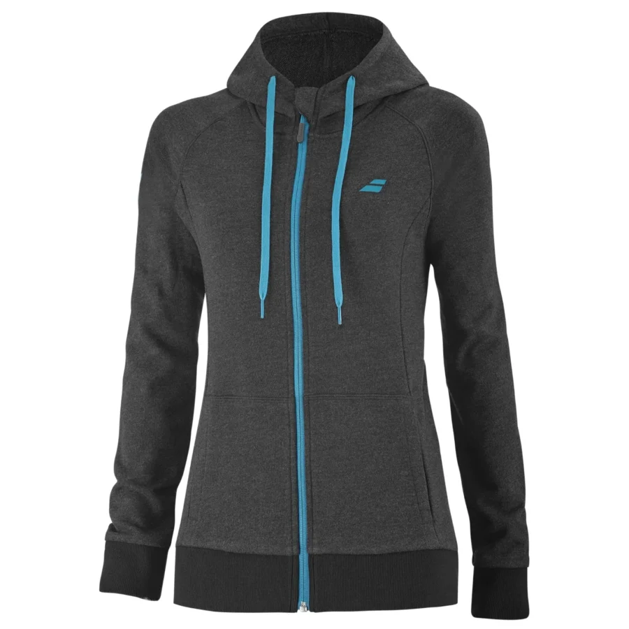 Veste à capuche Babolat Exercise Hood Jacket Femme – Noir chiné